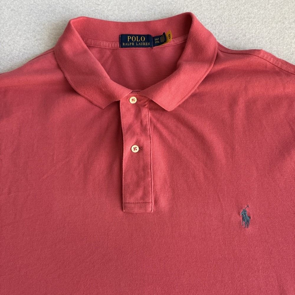 Polo Ralph Lauren Iconic Mesh Polo Shirt Mens 3XLT Big & Tall Red Salmon Preppy